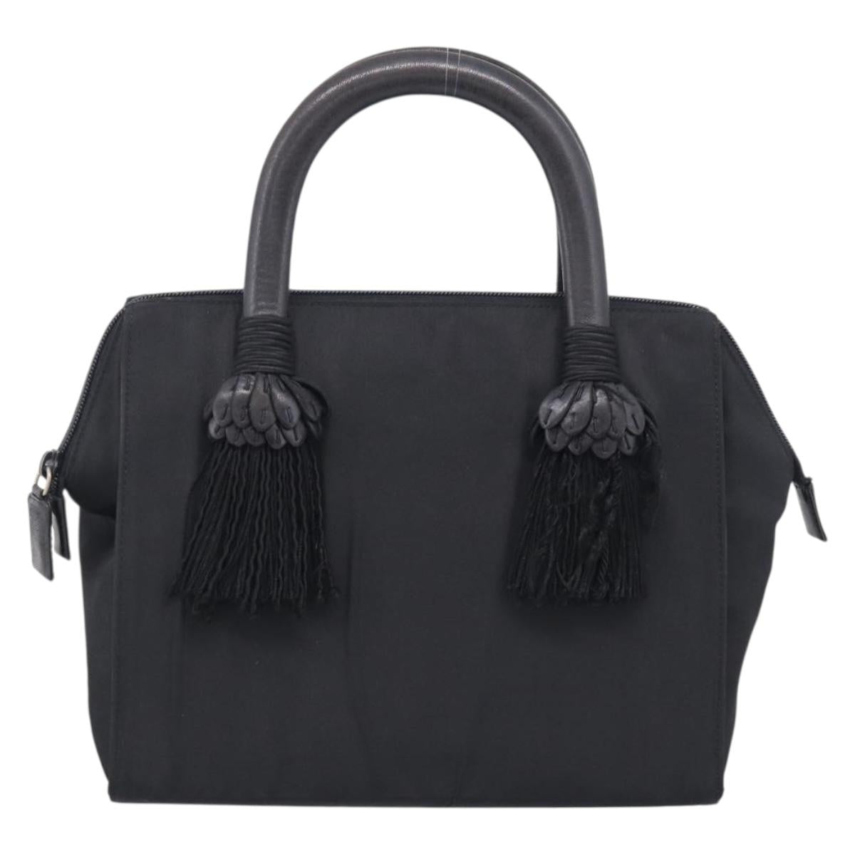 PRADA Hand Bag Nylon Black Silver Auth bs37868