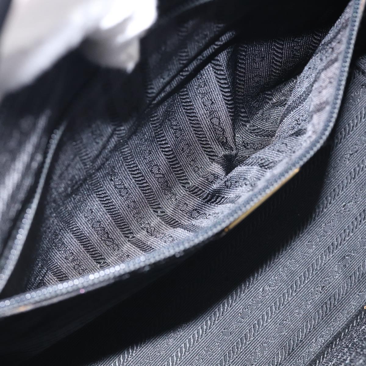 PRADA Hand Bag Nylon Black Silver Auth bs37868