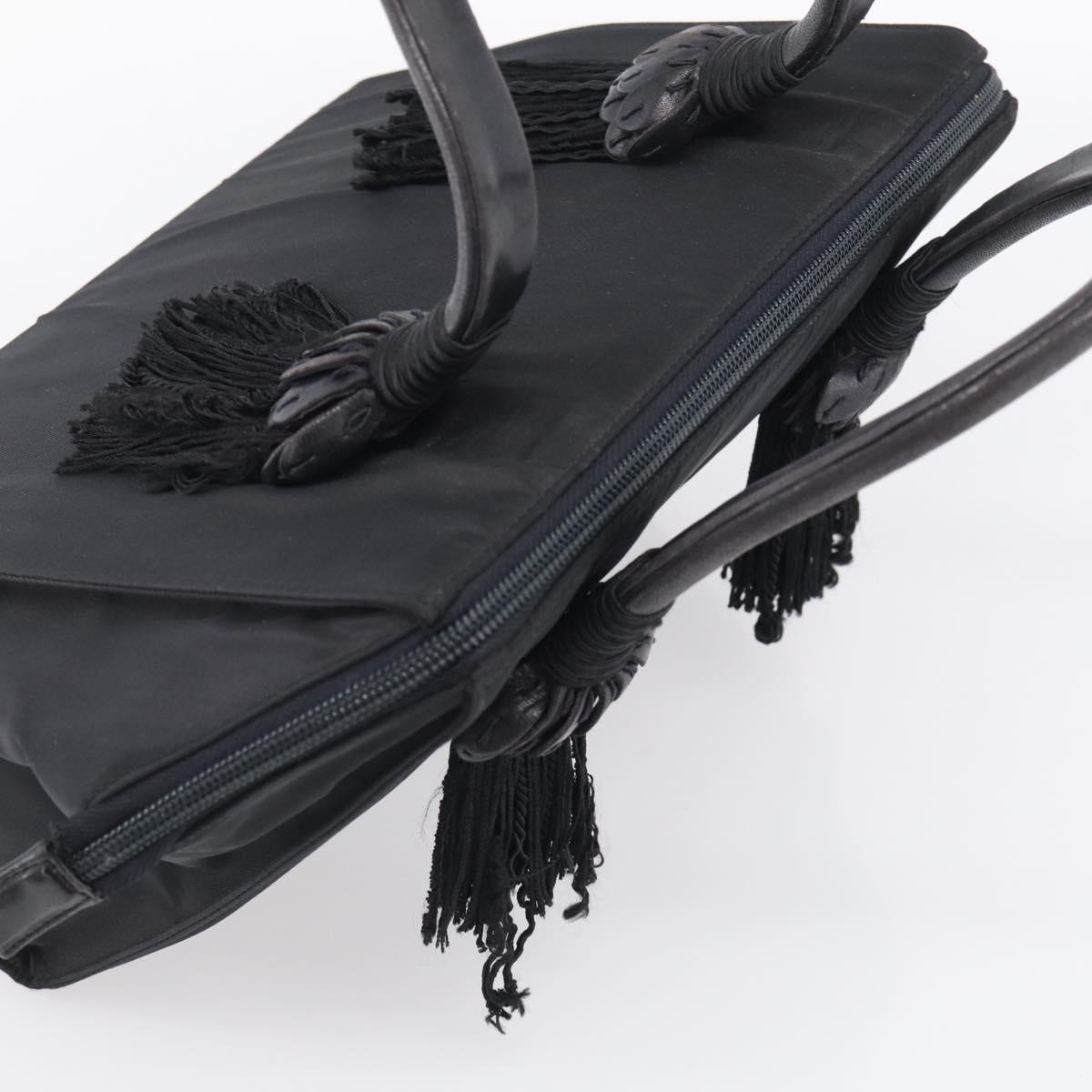 PRADA Hand Bag Nylon Black Silver Auth bs37868
