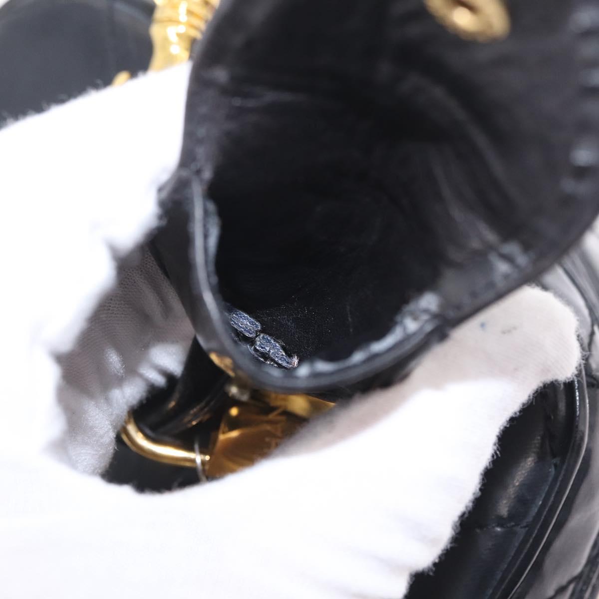 CHANEL Matelasse Vanity Shoulder Bag Patent 2way Black Gold CC Auth bs37870A