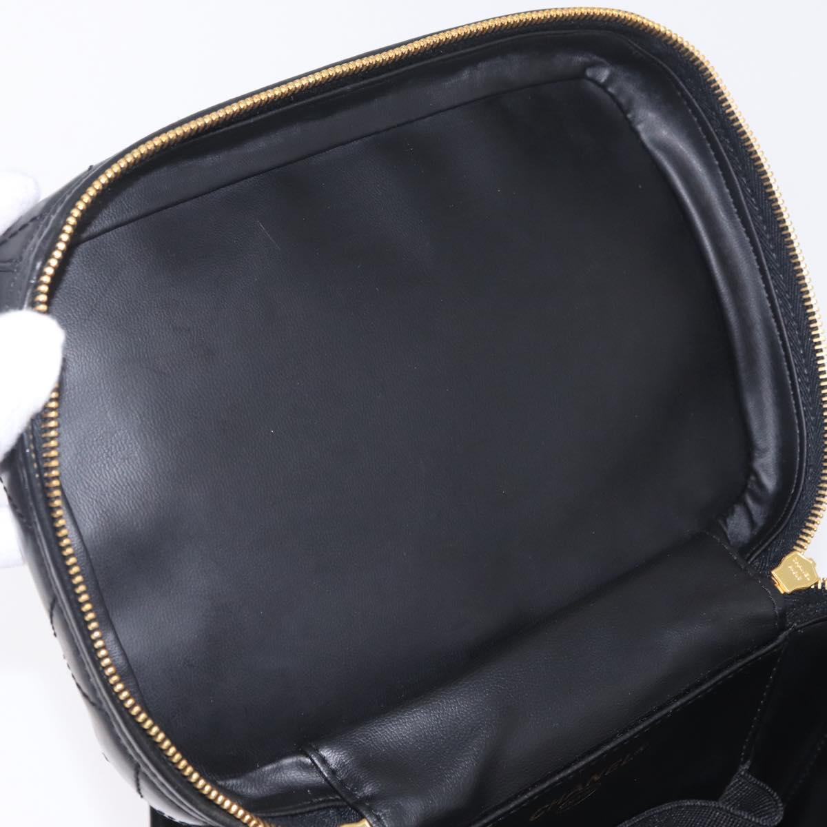 CHANEL Matelasse Vanity Shoulder Bag Patent 2way Black Gold CC Auth bs37870A