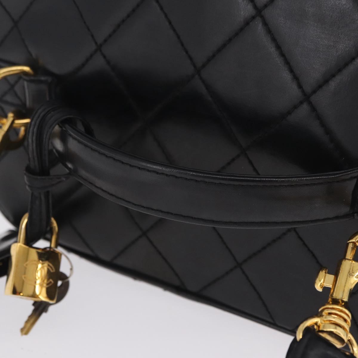 CHANEL Matelasse Vanity Shoulder Bag Patent 2way Black Gold CC Auth bs37870A
