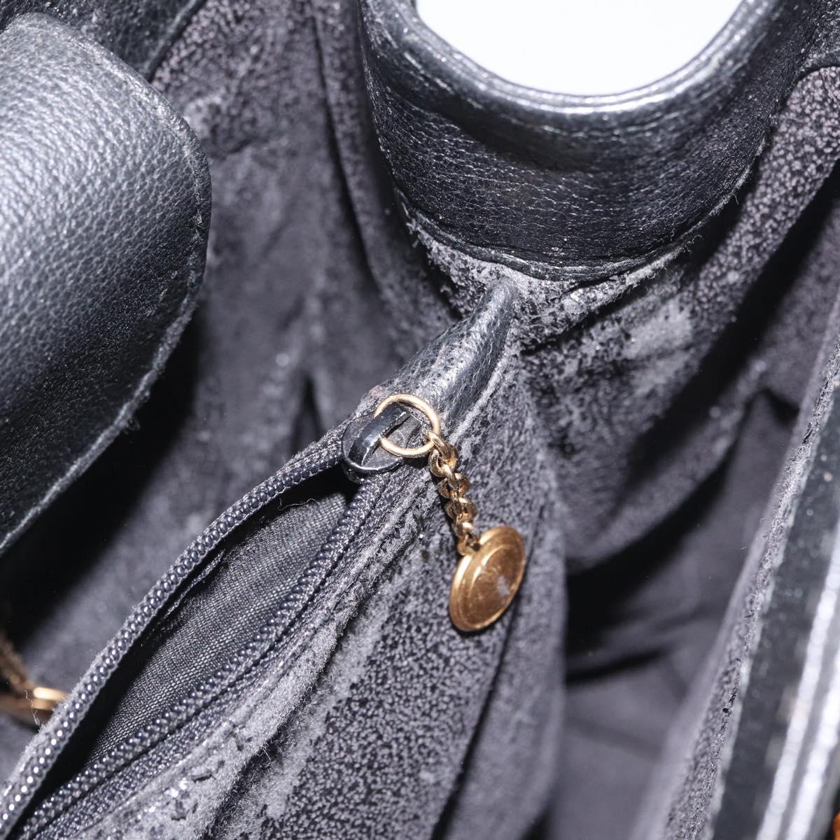 GUCCI Bamboo Hand Bag Suede Black Gold Tone 002 2853 0260 0 Auth bs37874