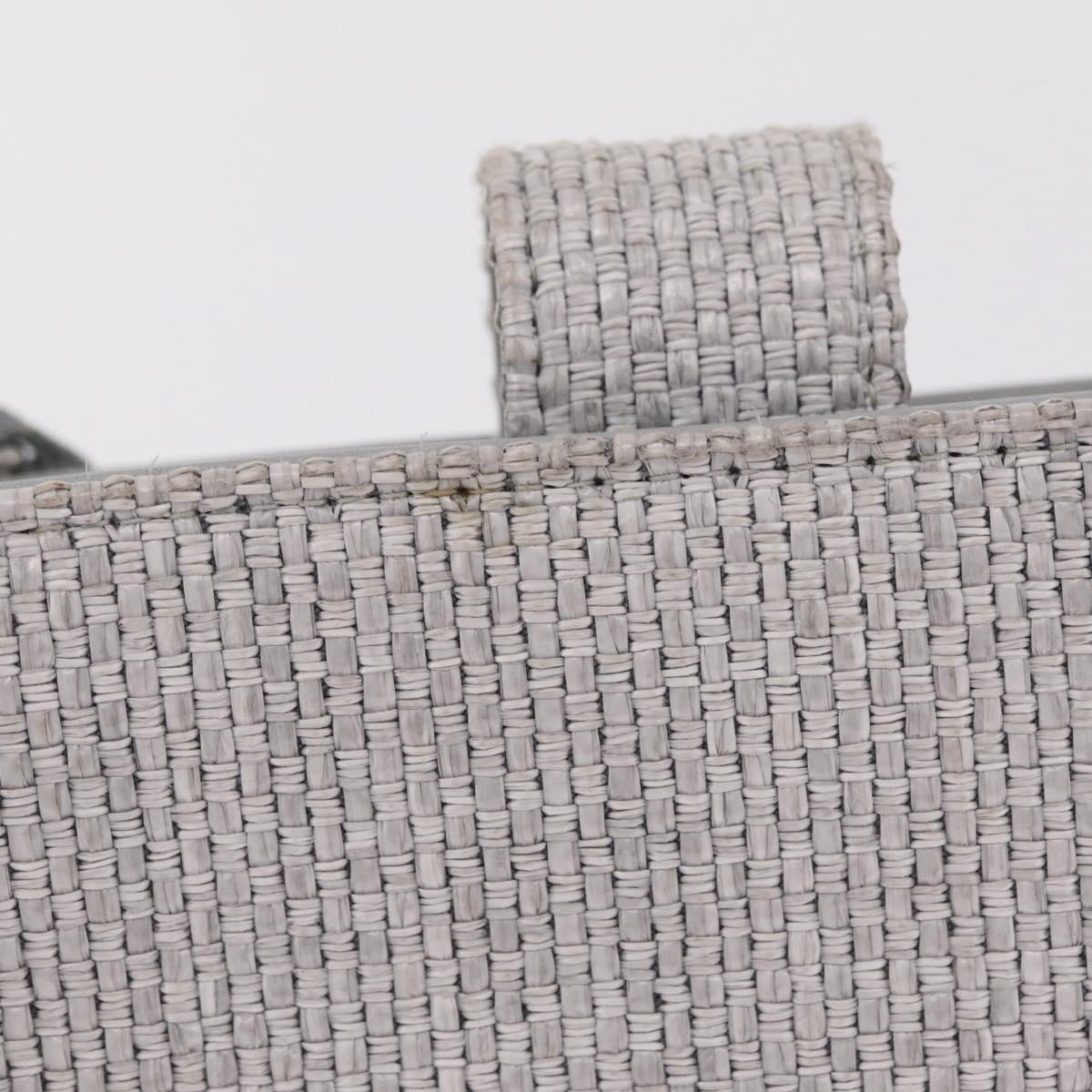 CHANEL Deauville Line Chain Shoulder Bag Canvas Gray Silver CC Auth bs37875A