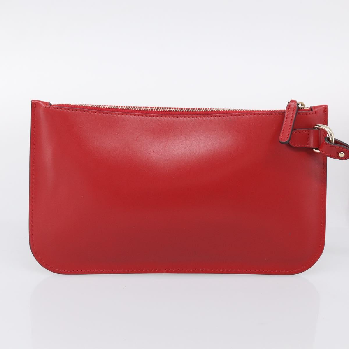 GUCCI Diamante Tote Bag PVC Leather Red Gold Tone 247209 Auth bs37876