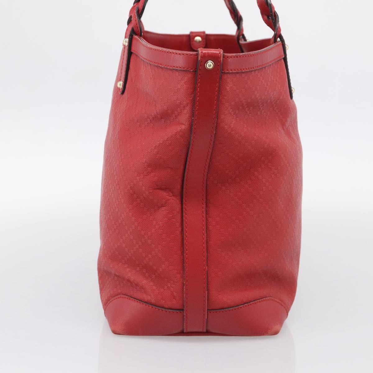 GUCCI Diamante Tote Bag PVC Leather Red Gold Tone 247209 Auth bs37876