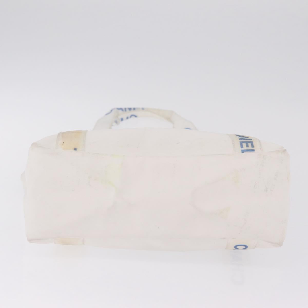 CHANEL Chanel Sports Shoulder Bag Polyester White Silver CC Auth bs37878