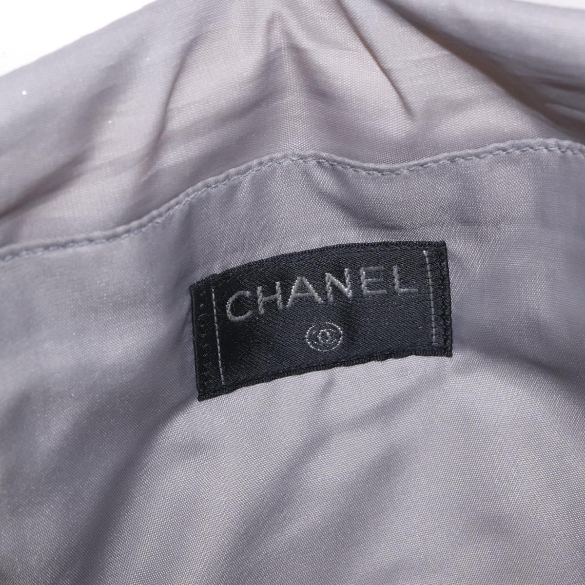 CHANEL Chanel Sports Shoulder Bag Polyester White Silver CC Auth bs37878