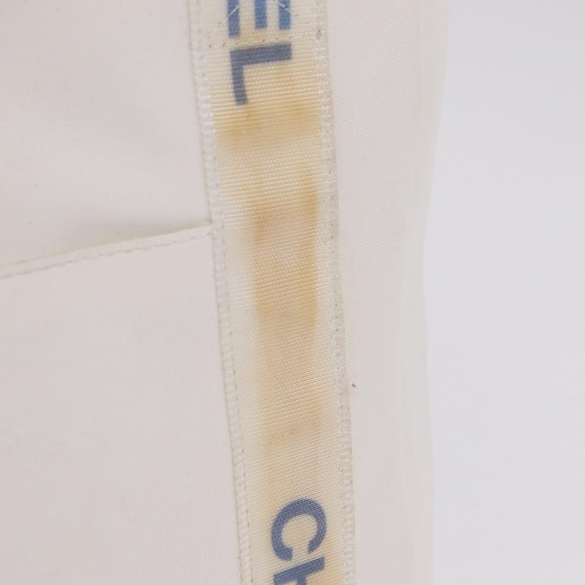 CHANEL Chanel Sports Shoulder Bag Polyester White Silver CC Auth bs37878