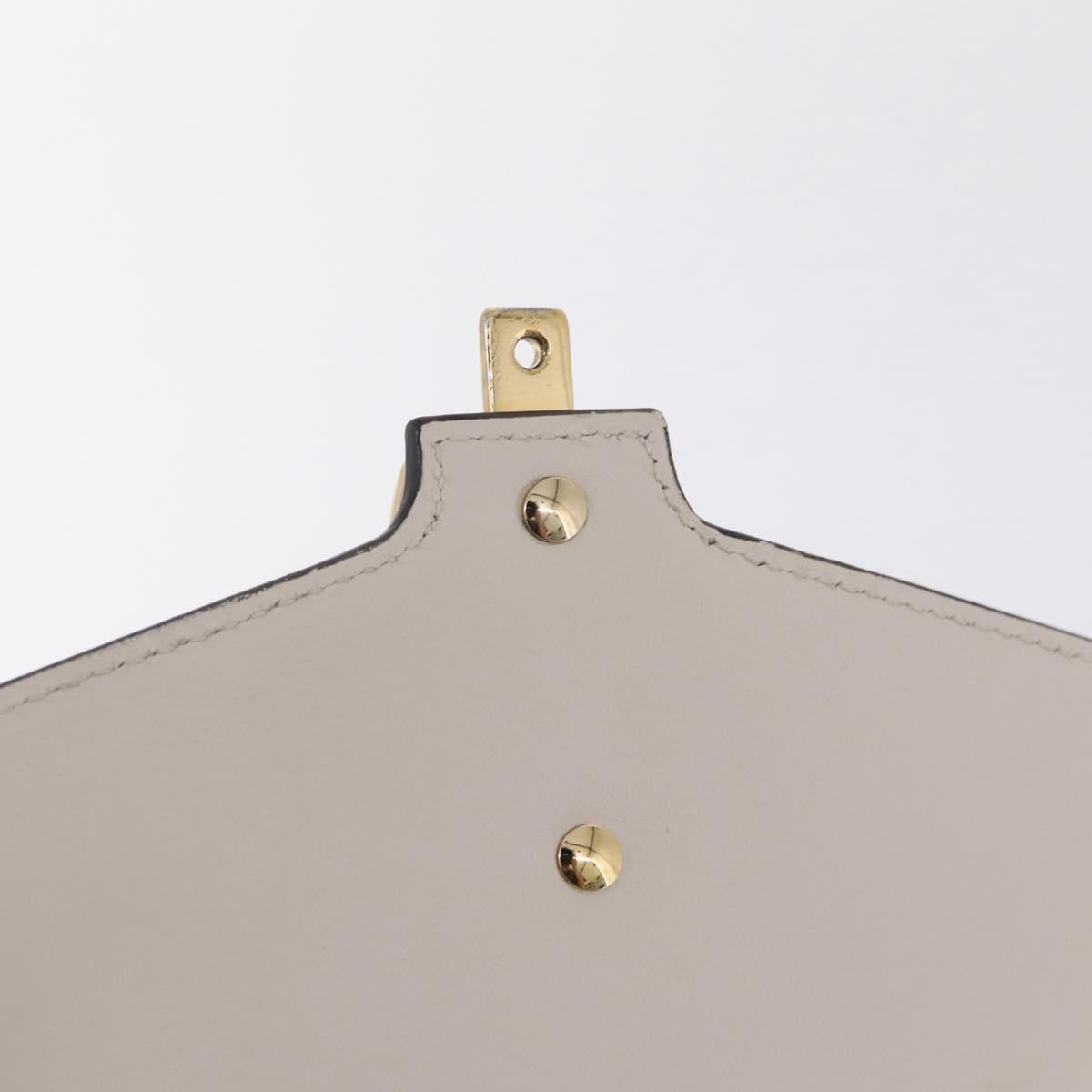 GUCCI Silvi Shoulder Bag Leather White Gold Tone 421882 Auth bs37879A