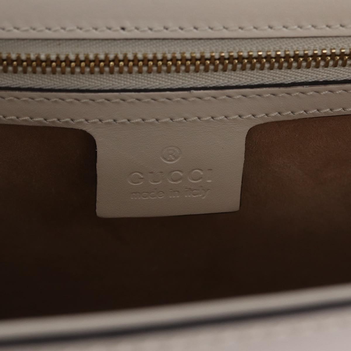 GUCCI Silvi Shoulder Bag Leather White Gold Tone 421882 Auth bs37879A