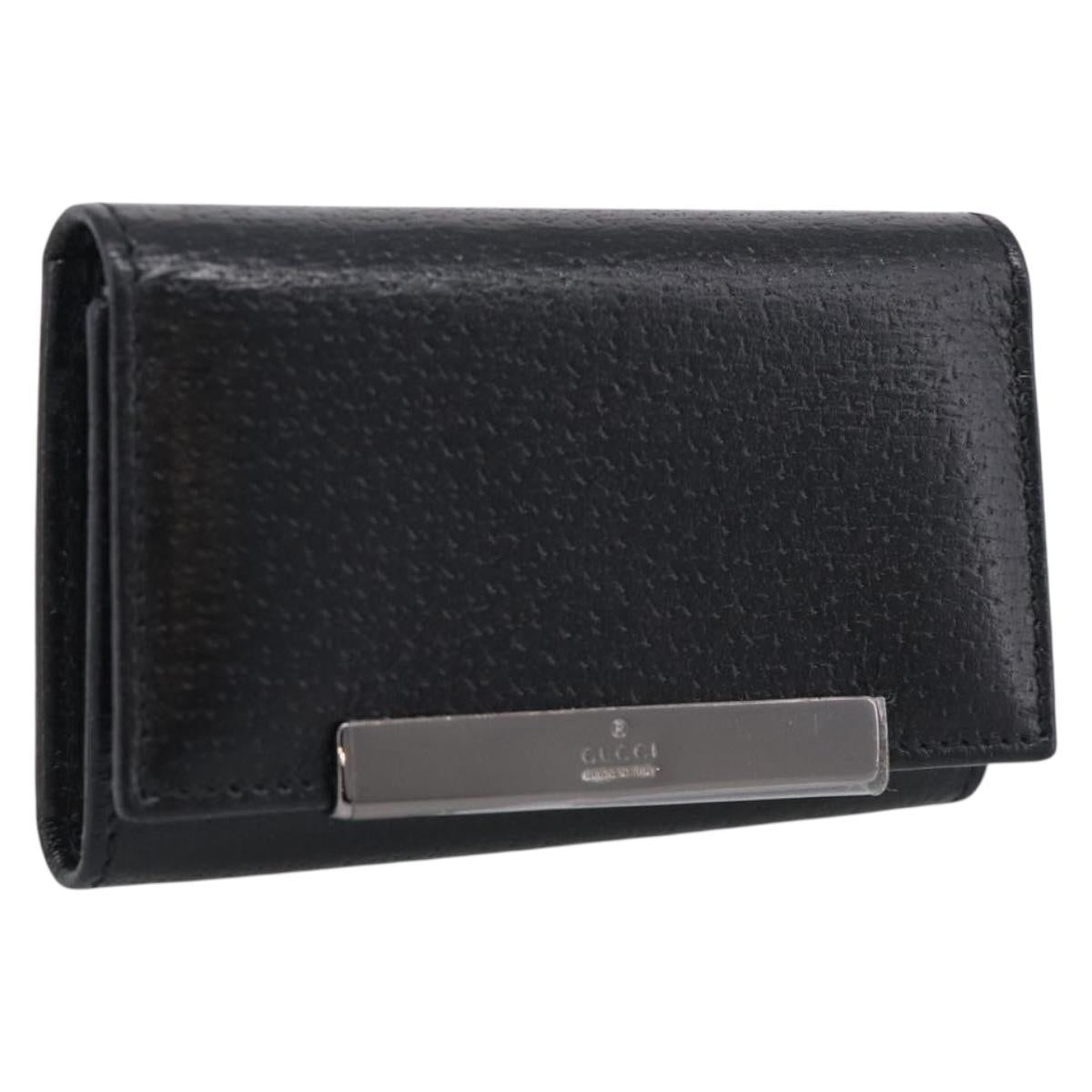 GUCCI Key Case Leather Black Silver 033 0959 Auth bs37882