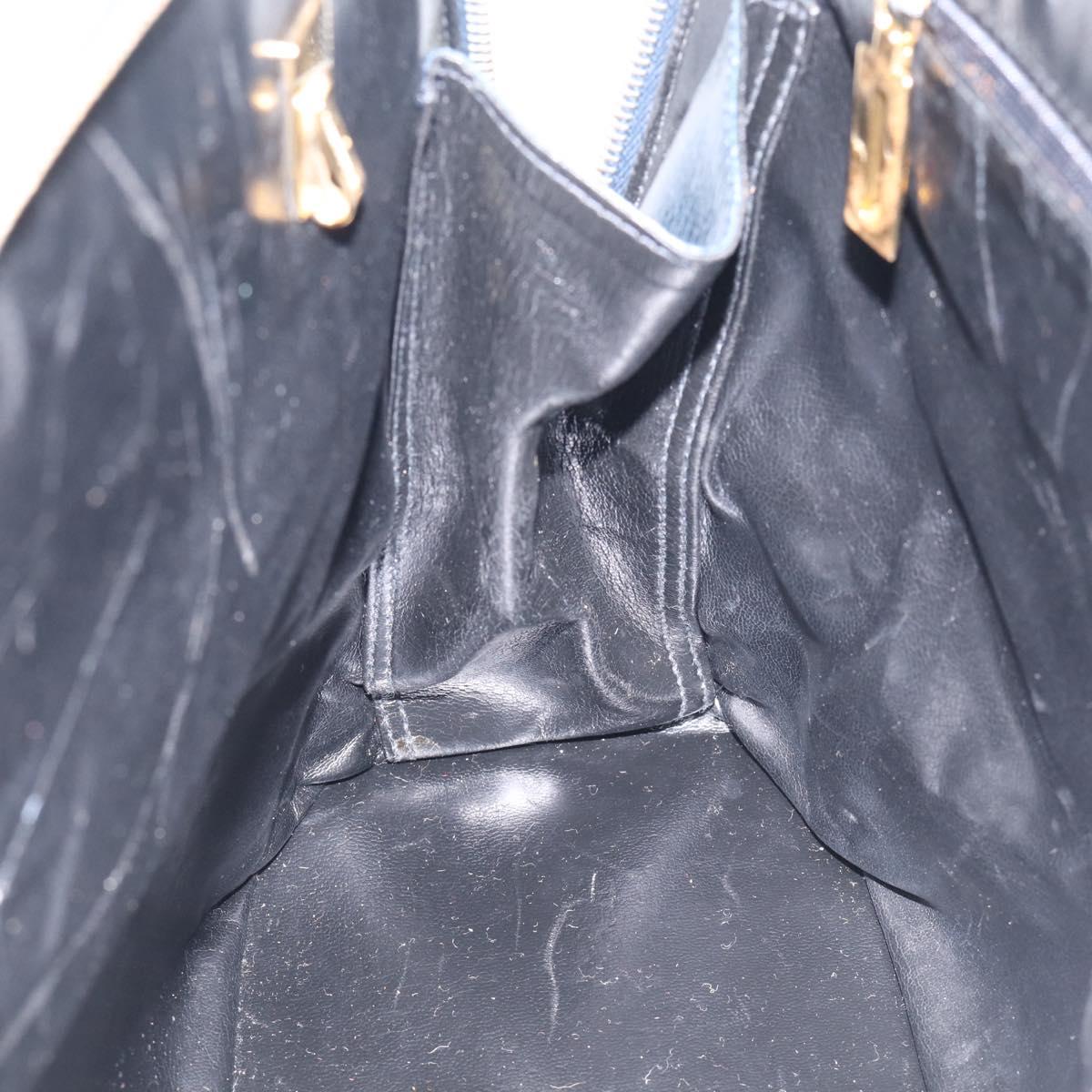 Salvatore Ferragamo Hand Bag Leather 2way Navy Gold Tone Auth bs37883