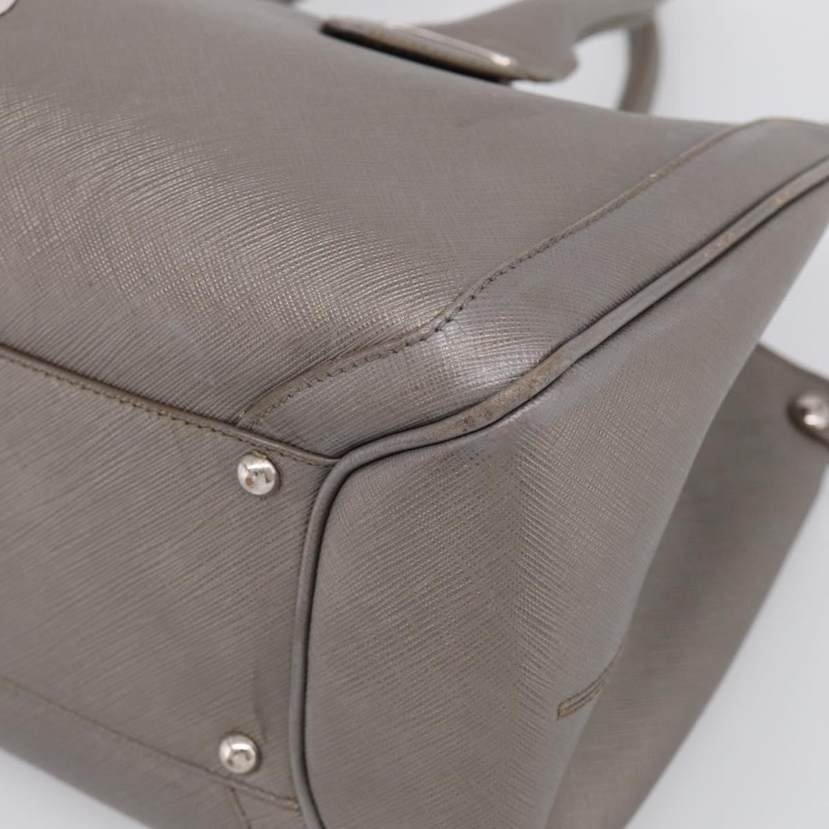 Salvatore Ferragamo Gancini Hand Bag Leather Silver Auth bs37886