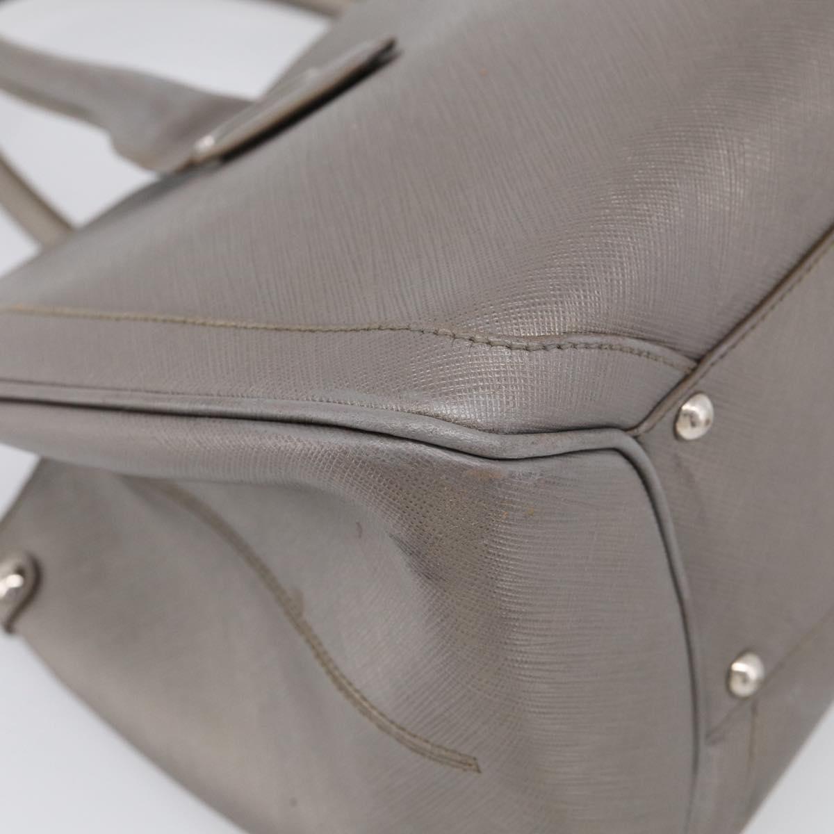 Salvatore Ferragamo Gancini Hand Bag Leather Silver Auth bs37886