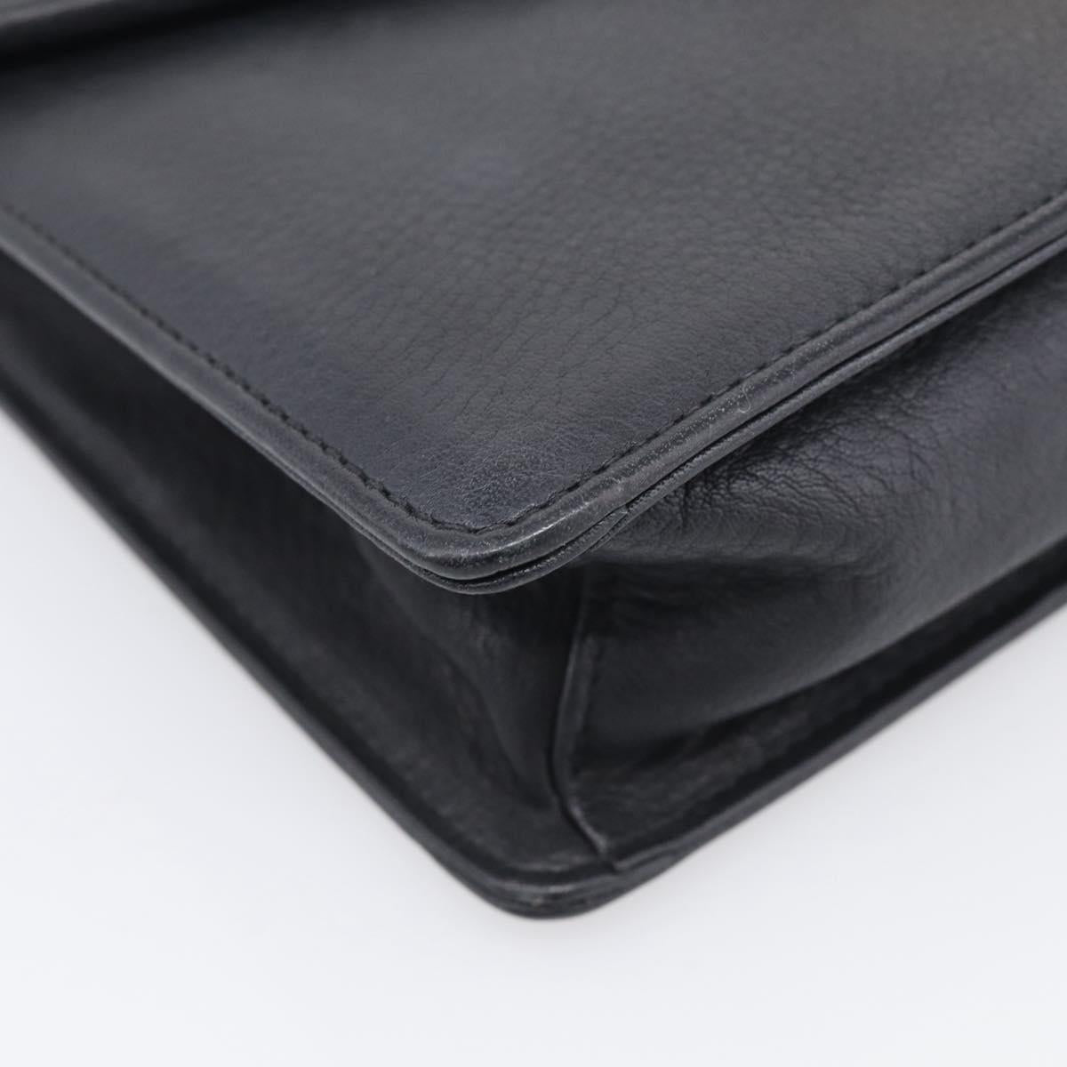 Gianni Versace Clutch Bag Leather Black Gold Tone Auth bs37891