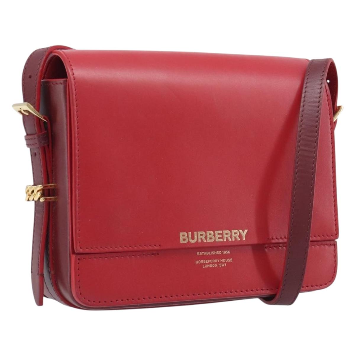 BURBERRY Grace Shoulder Bag Leather Red Gold Tone Auth bs37892A