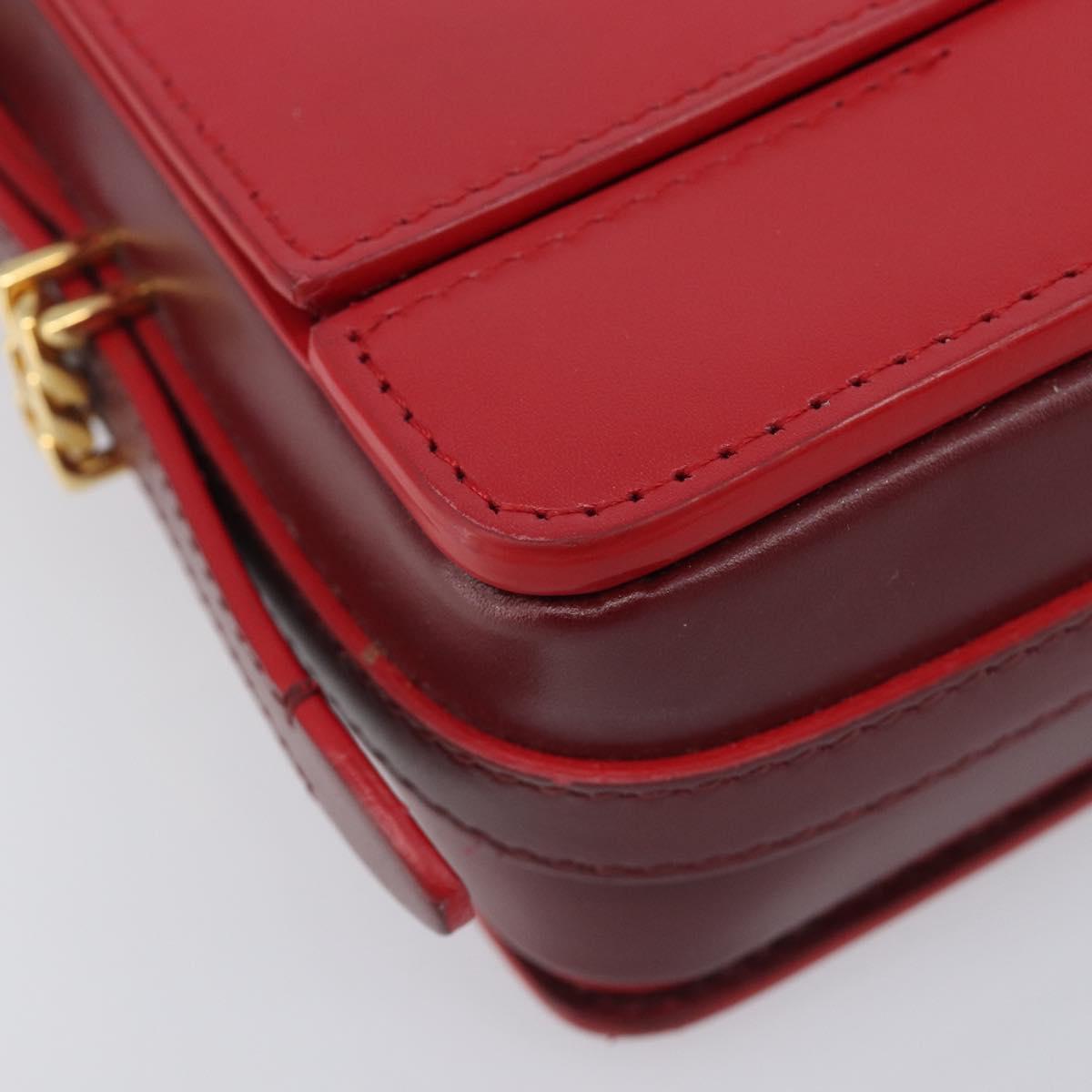 BURBERRY Grace Shoulder Bag Leather Red Gold Tone Auth bs37892A