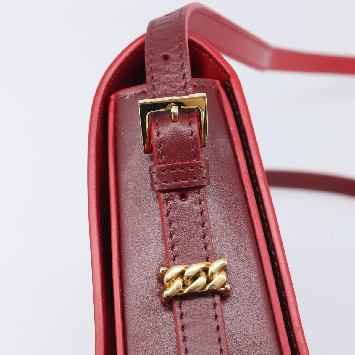 BURBERRY Grace Shoulder Bag Leather Red Gold Tone Auth bs37892A