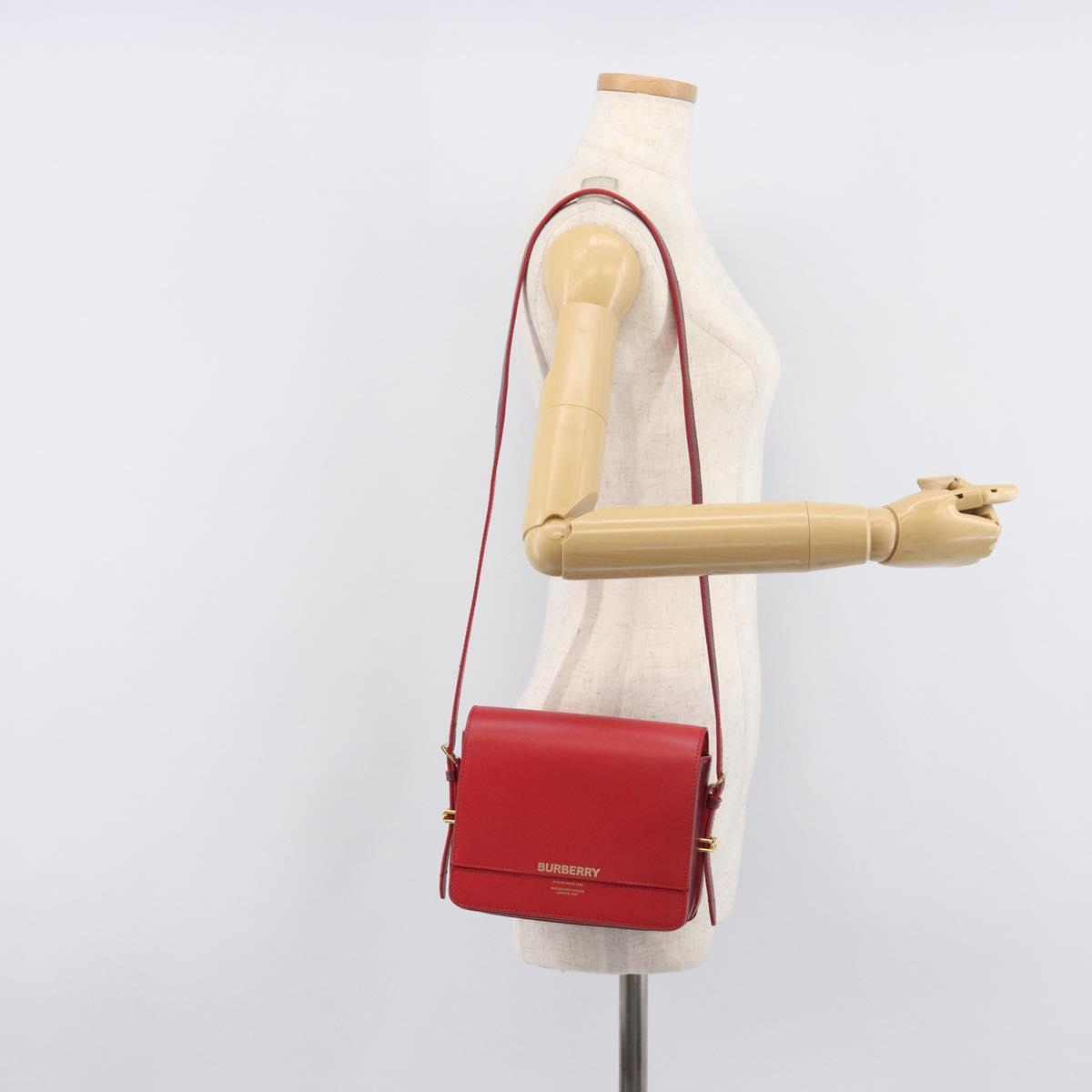 BURBERRY Grace Shoulder Bag Leather Red Gold Tone Auth bs37892A