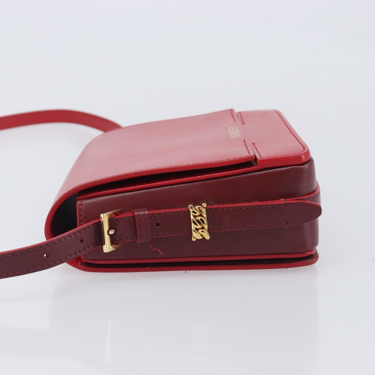 BURBERRY Grace Shoulder Bag Leather Red Gold Tone Auth bs37892A