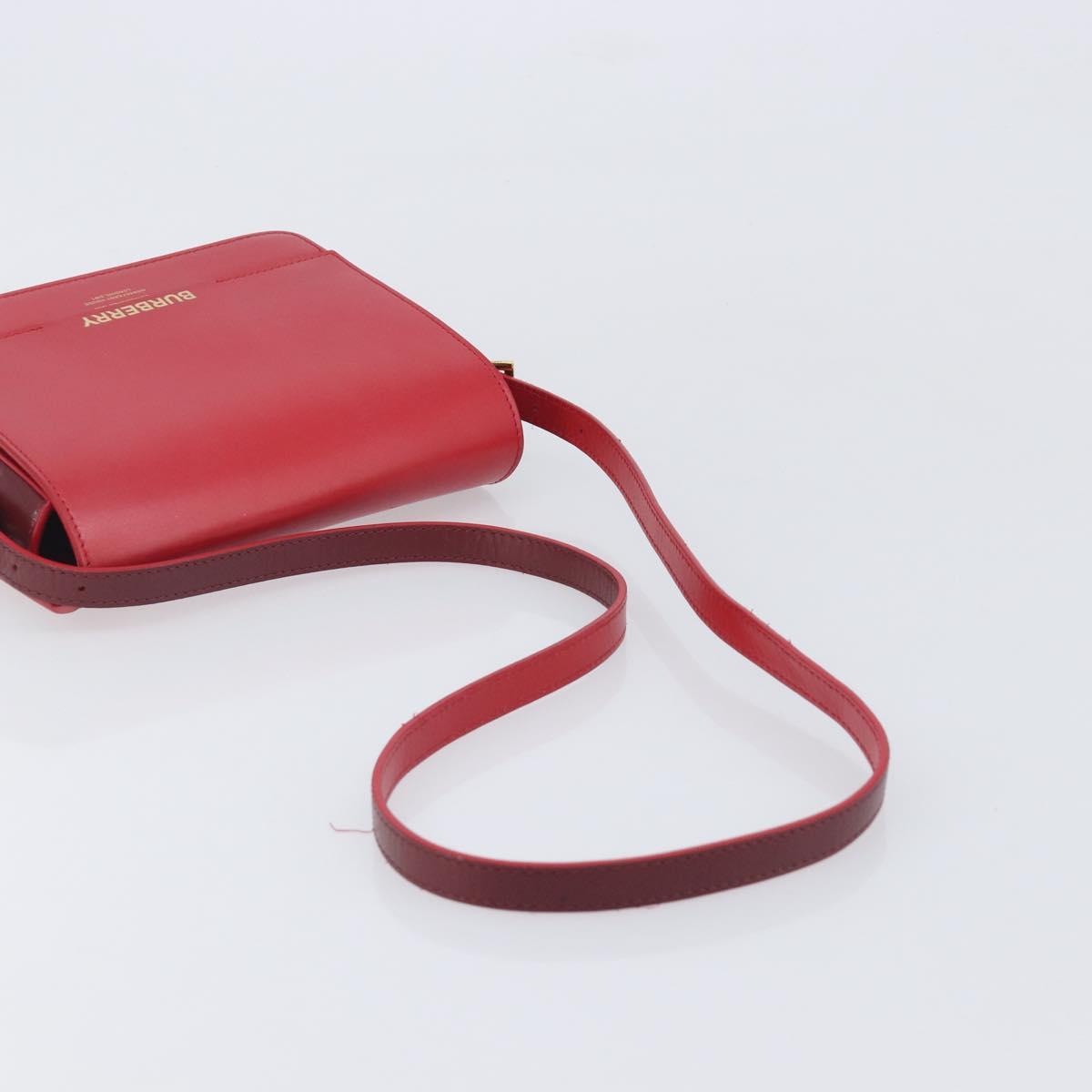 BURBERRY Grace Shoulder Bag Leather Red Gold Tone Auth bs37892A