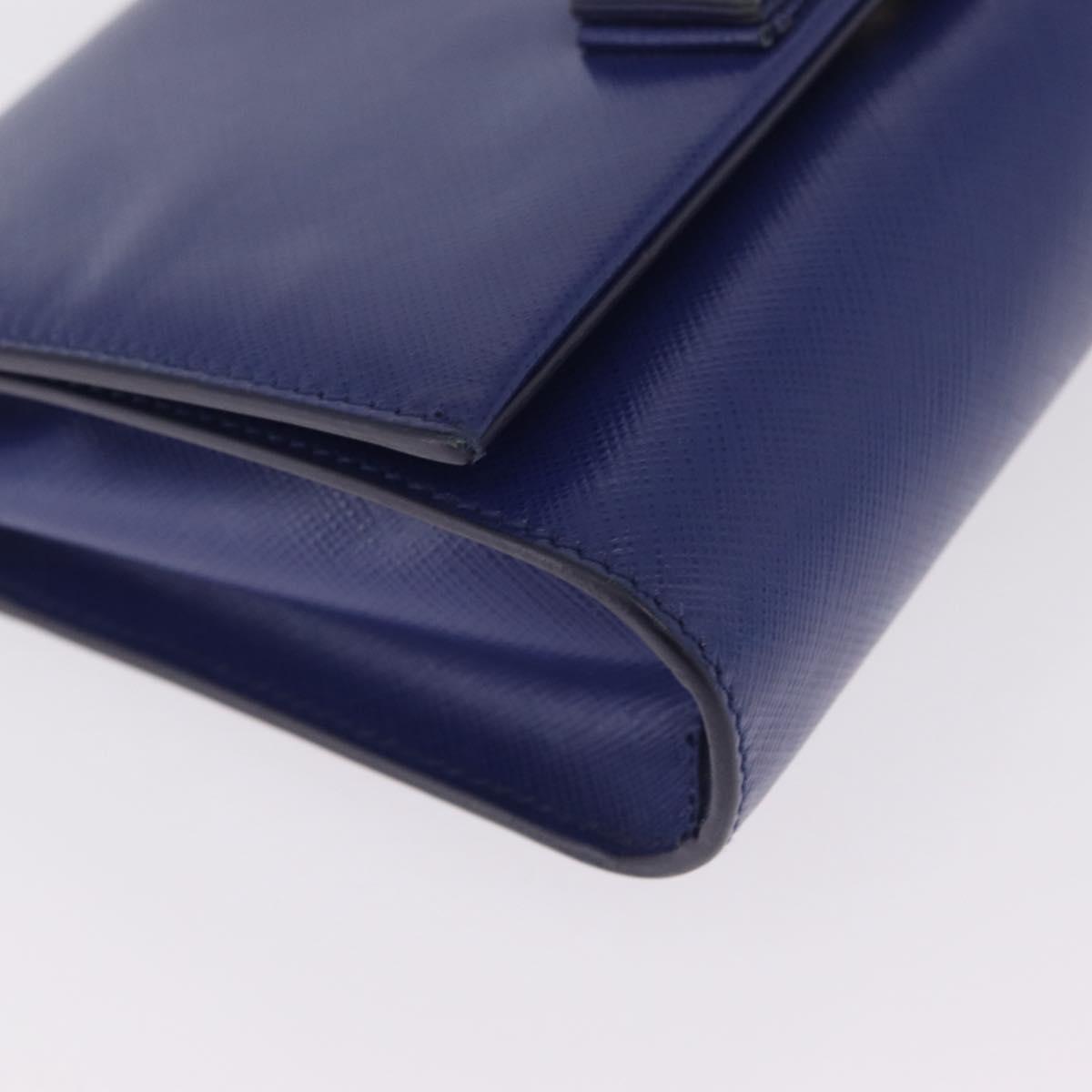 Salvatore Ferragamo Vala Chain Shoulder Bag Leather Blue Gold Tone Auth bs37896A