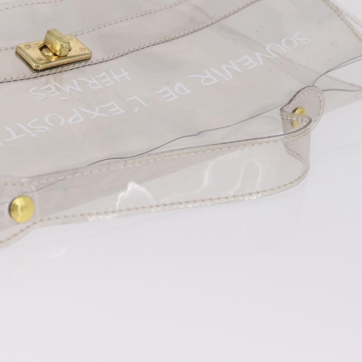 HERMES Vinyl Kelly Hand Bag Clear Gold Tone Auth bs37900