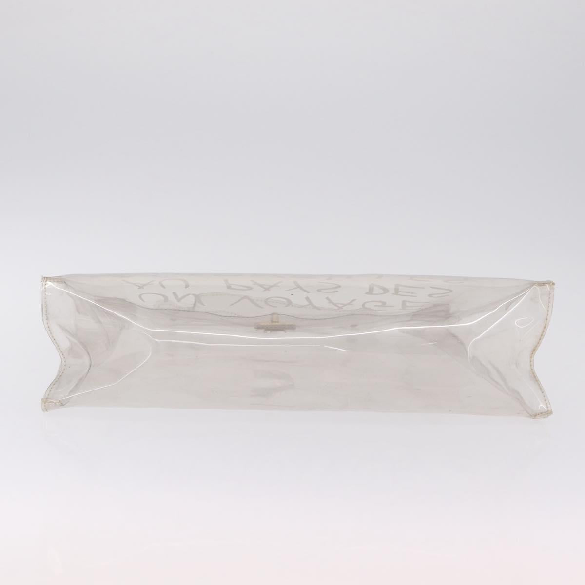 HERMES Vinyl Kelly Hand Bag Clear Gold Tone Auth bs37900