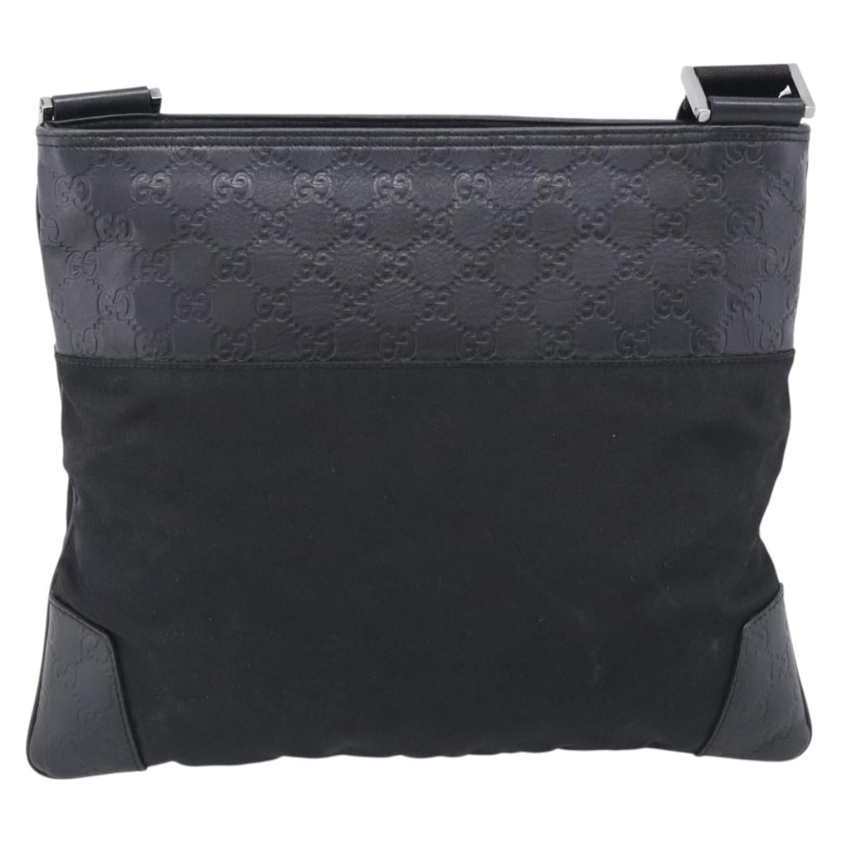 GUCCI GuccissimaGG Shoulder Bag Leather Black Silver 161822 Auth bs37902