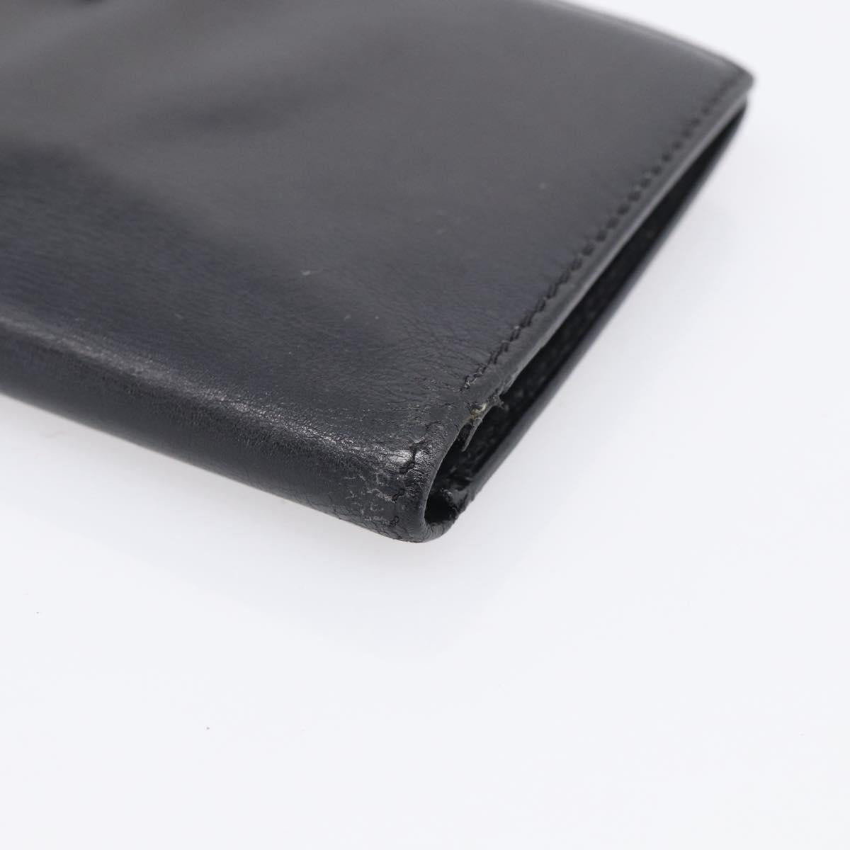 HERMES Bean Long Wallet Leather Black Gold Tone Auth bs37904