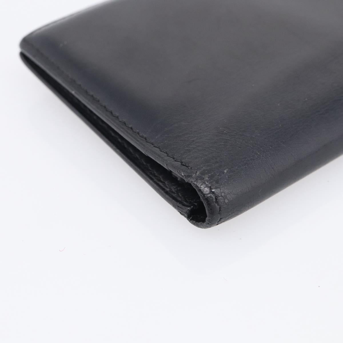 HERMES Bean Long Wallet Leather Black Gold Tone Auth bs37904