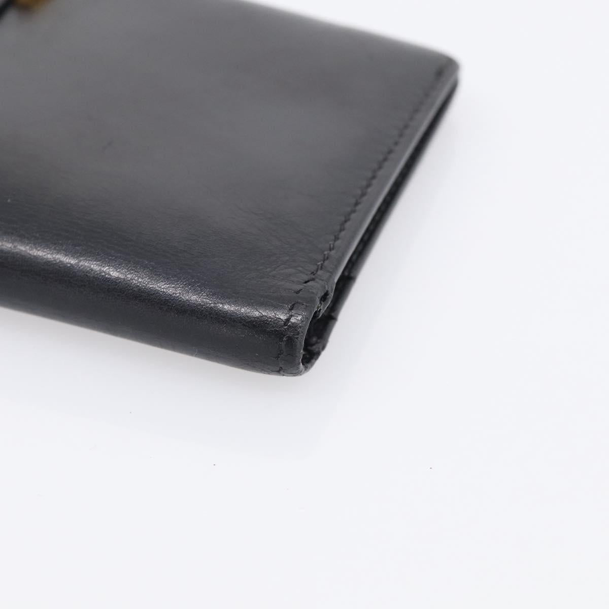 HERMES Bean Long Wallet Leather Black Gold Tone Auth bs37904