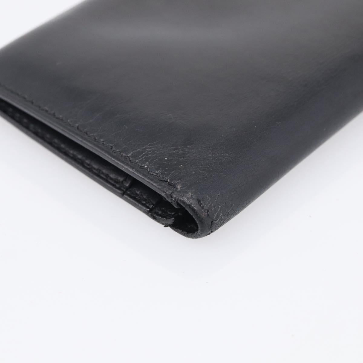 HERMES Bean Long Wallet Leather Black Gold Tone Auth bs37904