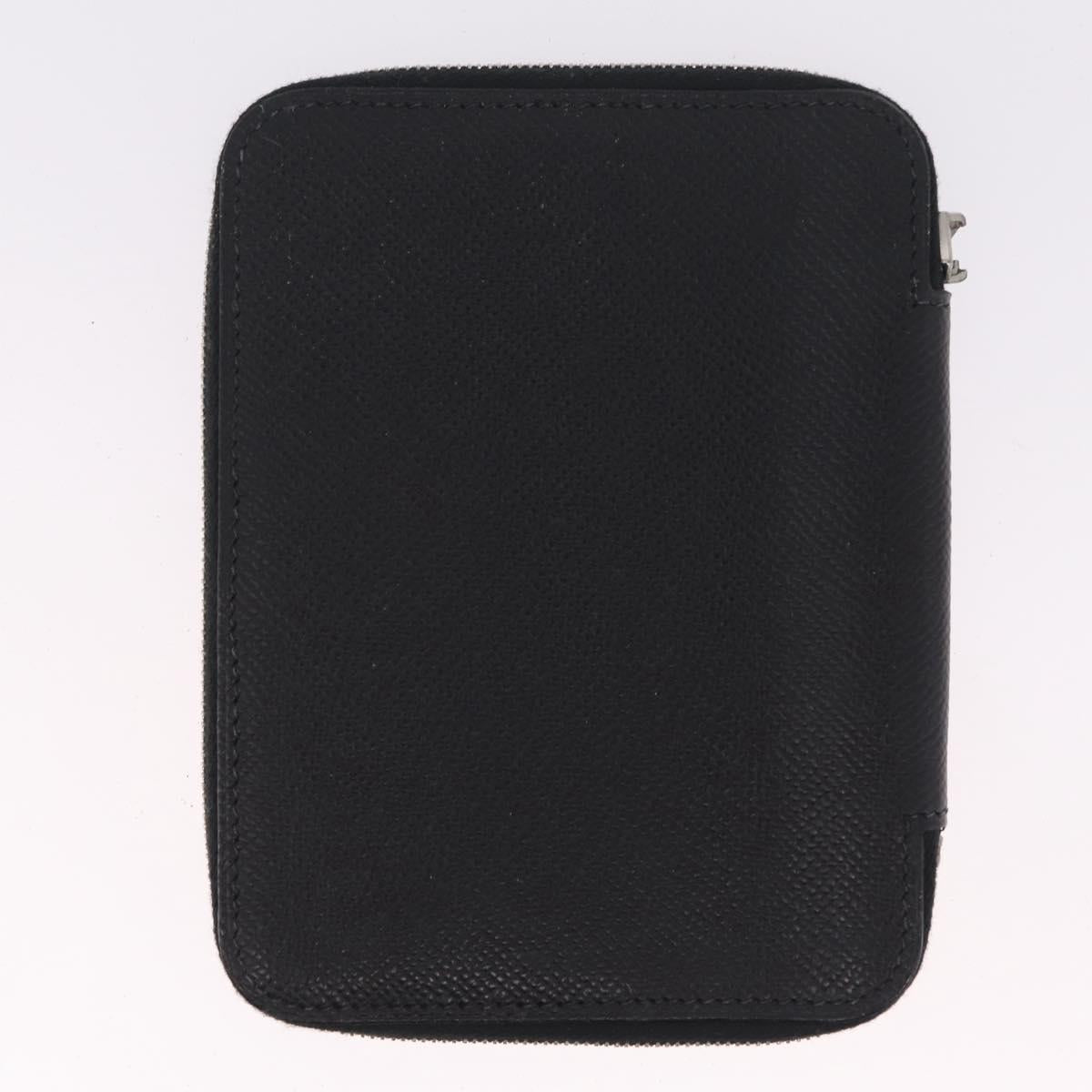 HERMES Coin Purse Wallet Canvas 3 Set Black Orange Auth bs37906