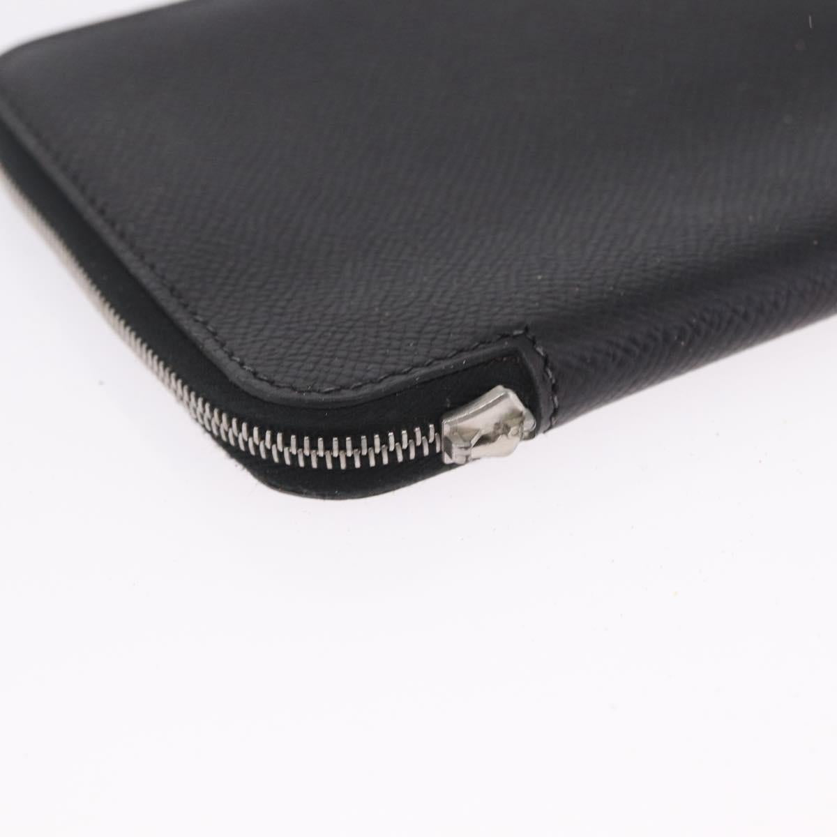HERMES Coin Purse Wallet Canvas 3 Set Black Orange Auth bs37906