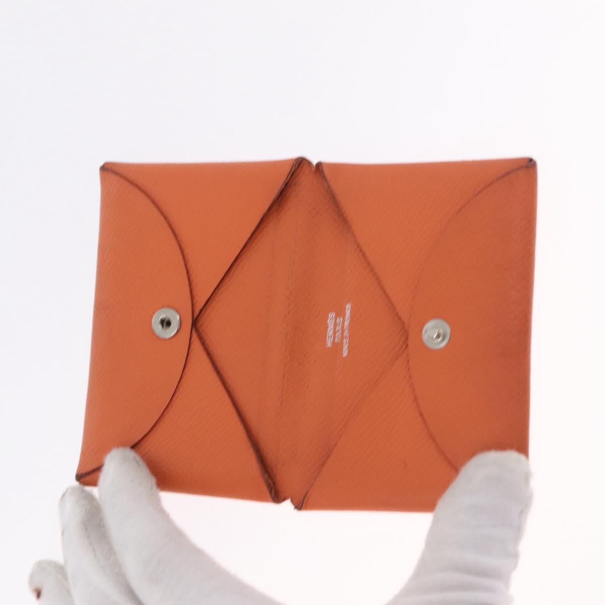 HERMES Coin Purse Wallet Canvas 3 Set Black Orange Auth bs37906