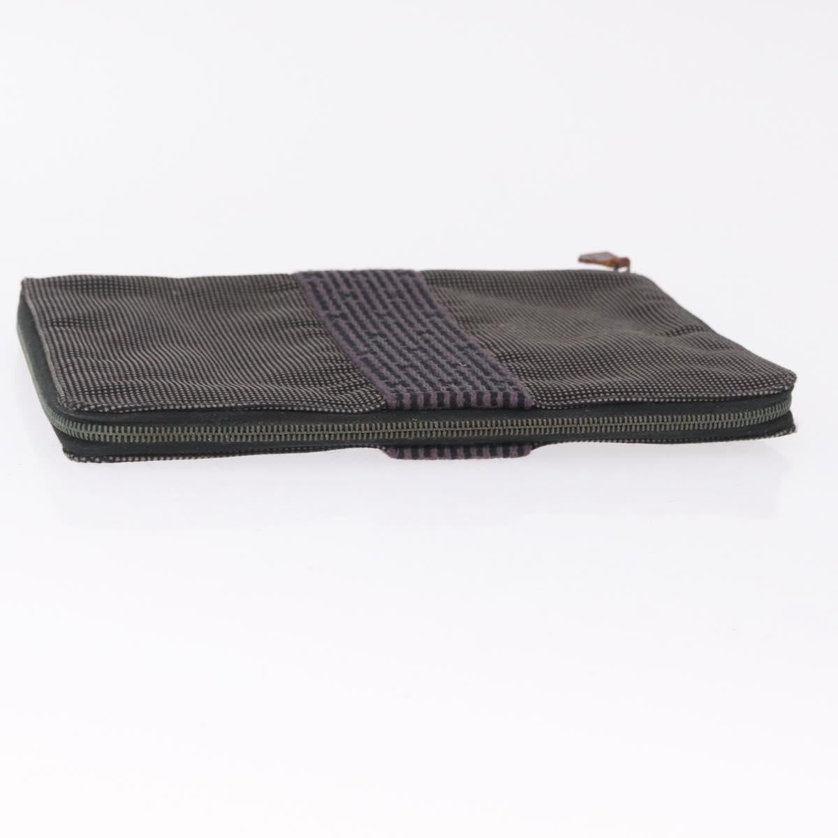 HERMES Coin Purse Wallet Canvas 3 Set Black Orange Auth bs37906