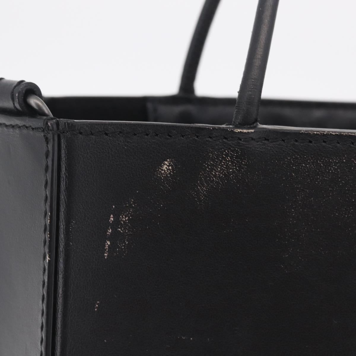FENDI Pack Shopping Bag Small Hand Bag Leather Black Silver 7VA512 Auth bs37907