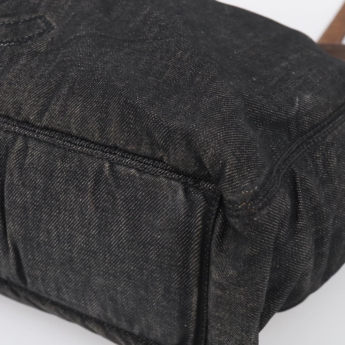 CHANEL Tote Bag Denim Black Brown CC Auth bs37908