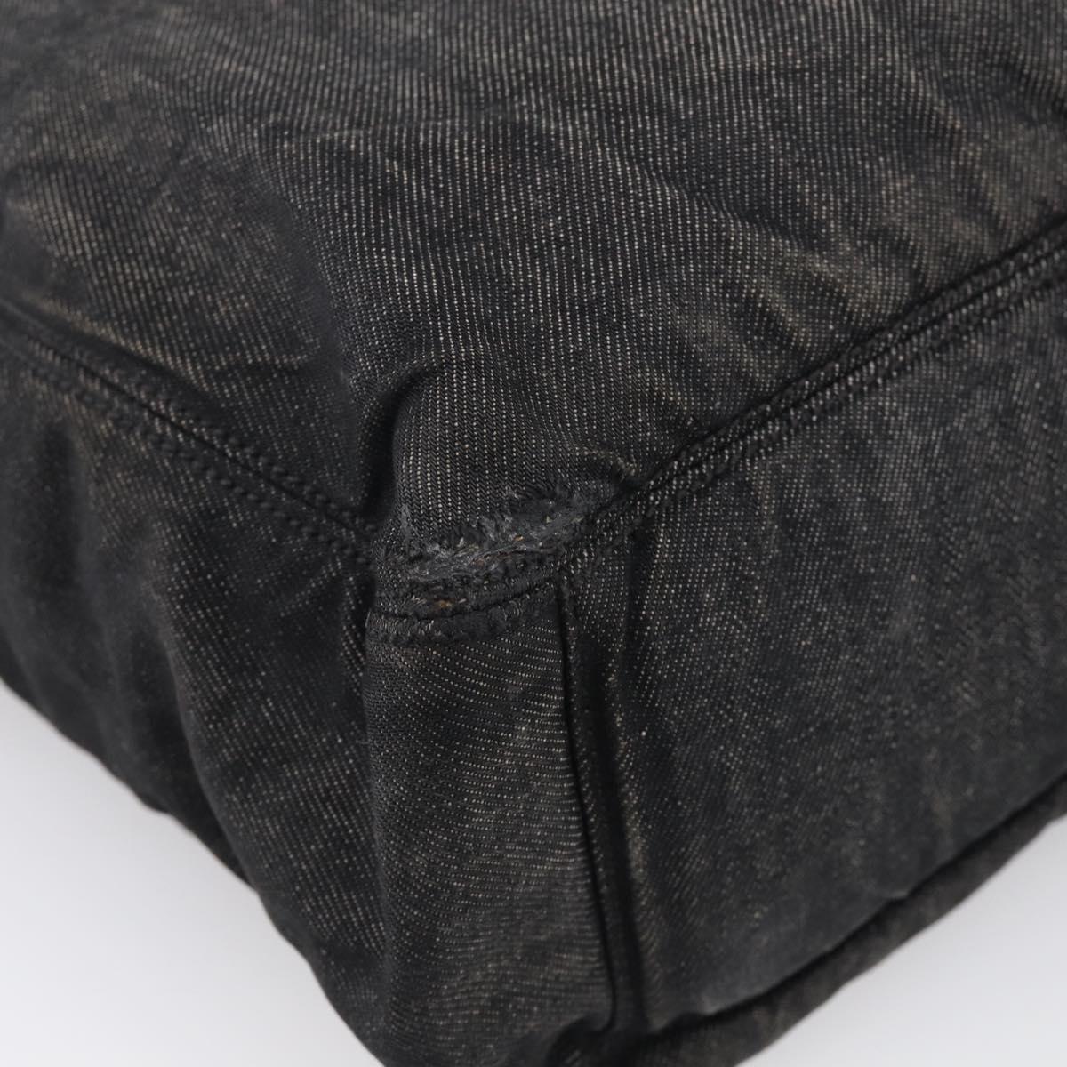 CHANEL Tote Bag Denim Black Brown CC Auth bs37908