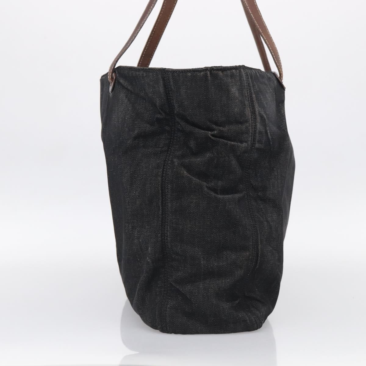 CHANEL Tote Bag Denim Black Brown CC Auth bs37908