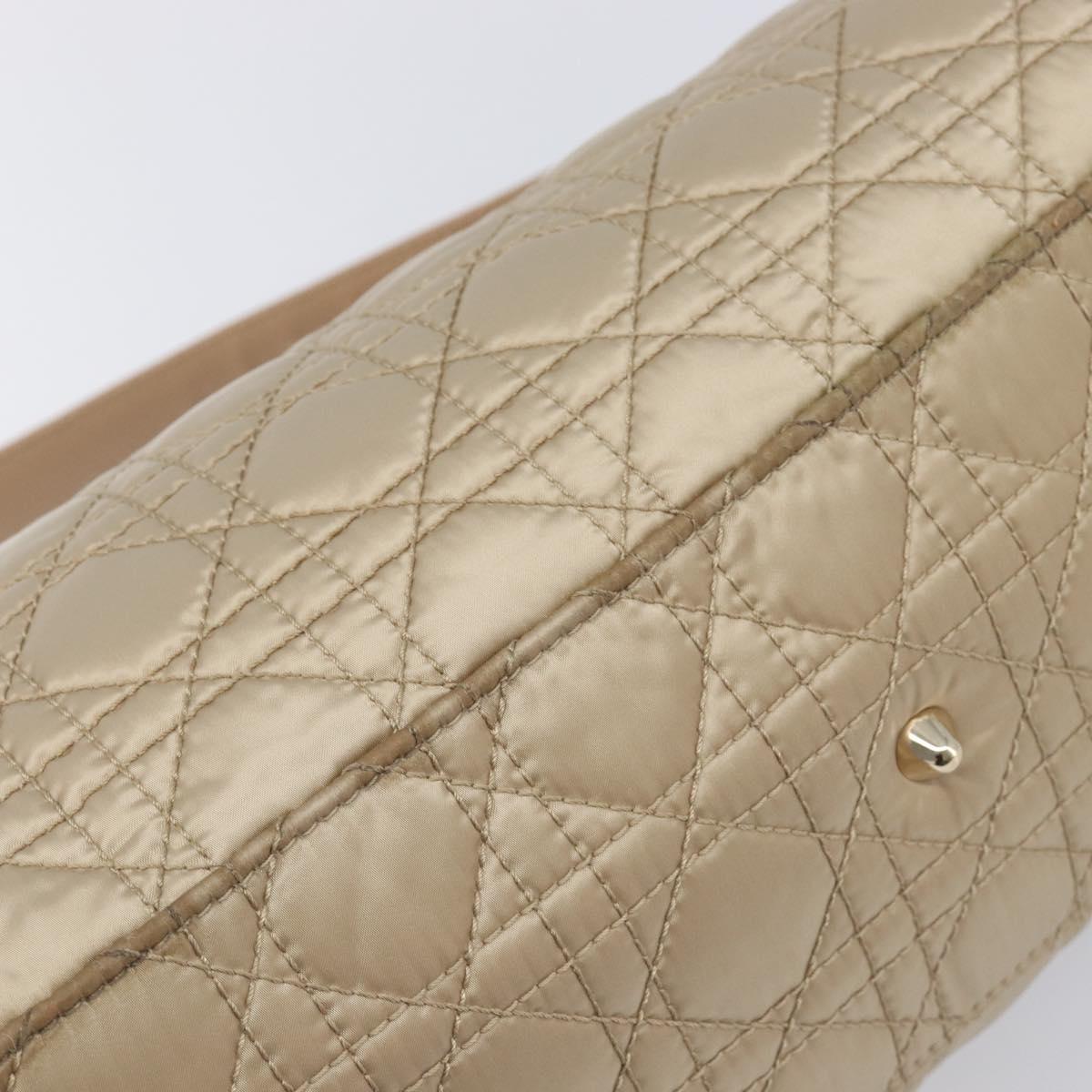 Christian Dior Lady Dior Canage Hand Bag Nylon Beige Gold Auth bs37921A