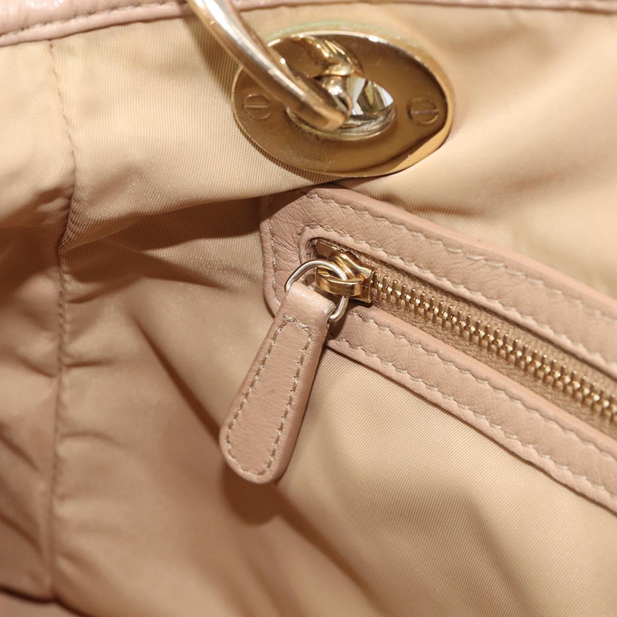 Christian Dior Lady Dior Canage Hand Bag Nylon Beige Gold Auth bs37921A