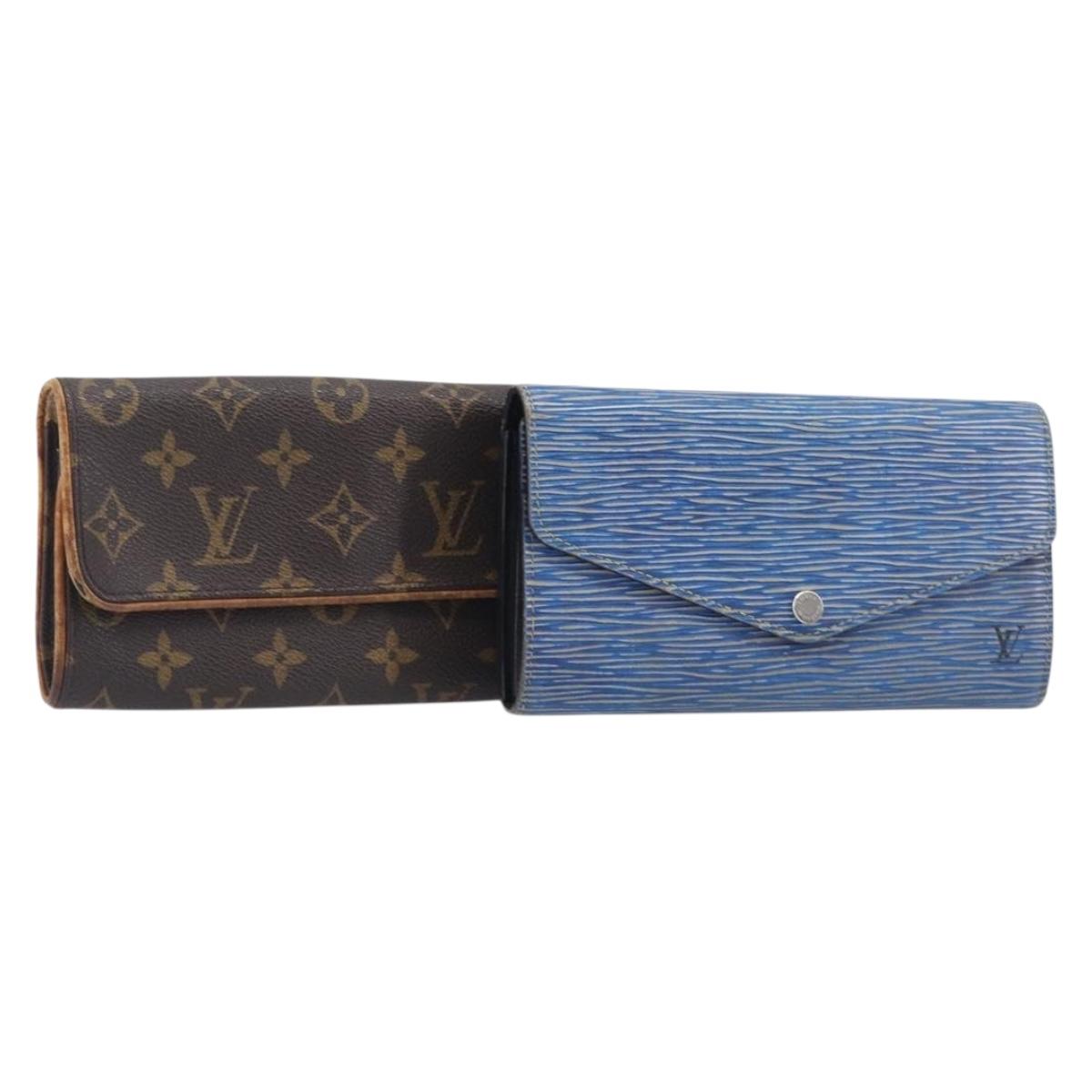 LOUIS VUITTON Monogram Epi Wallet 2 Set Blue LV Auth bs37932