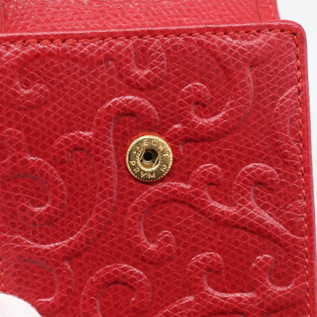 Saint Laurent Arabesque Pattern Coin Purse Leather Red Gold Tone Auth bs37943