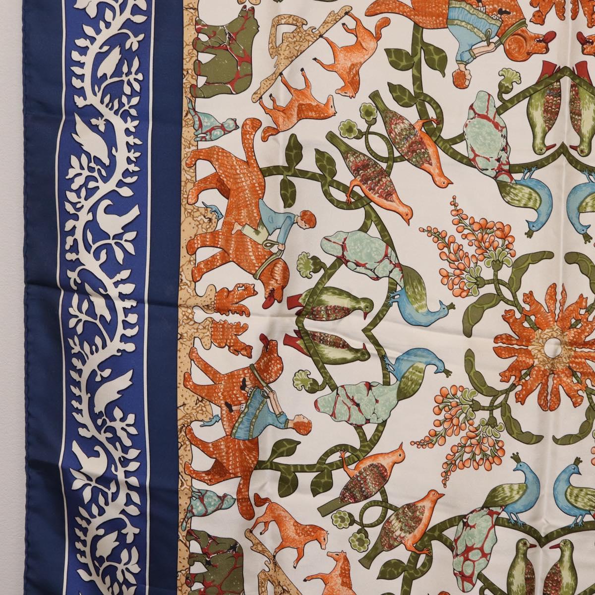 HERMES Carre 90 Scarf ""EARLY AMERICA"" Silk Blue Auth bs37948