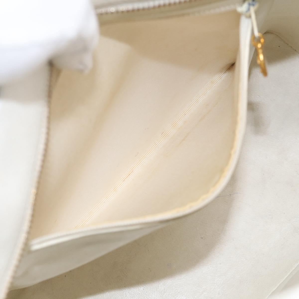 CHANEL Standard Tote Bag Caviar Skin White Gold Tone CC Auth bs37961