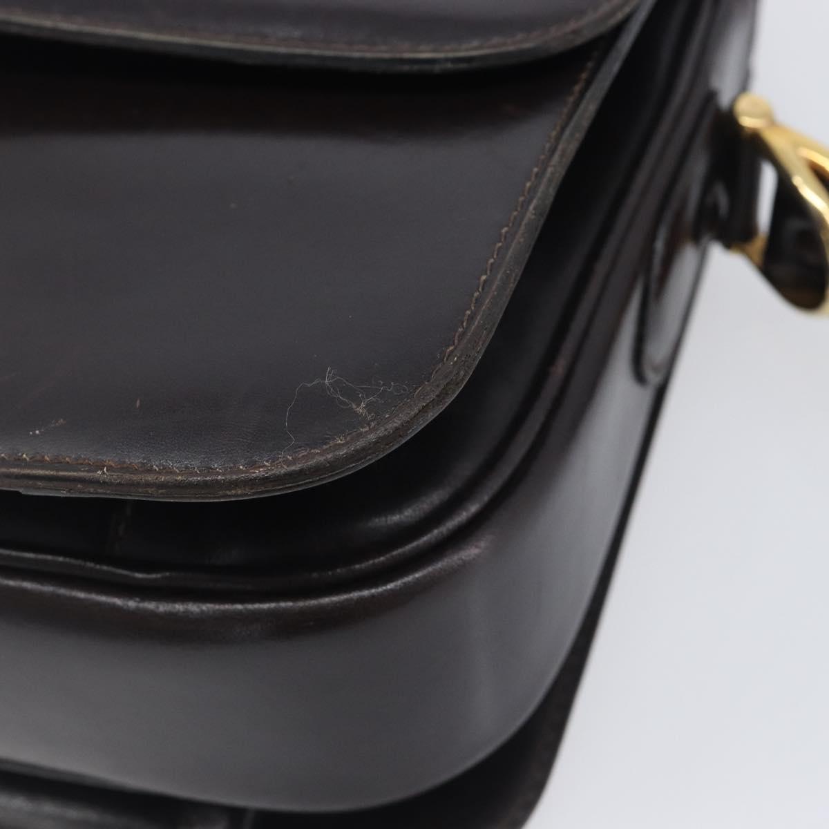 CELINE Shoulder Bag Leather Black Gold Tone Auth bs37968