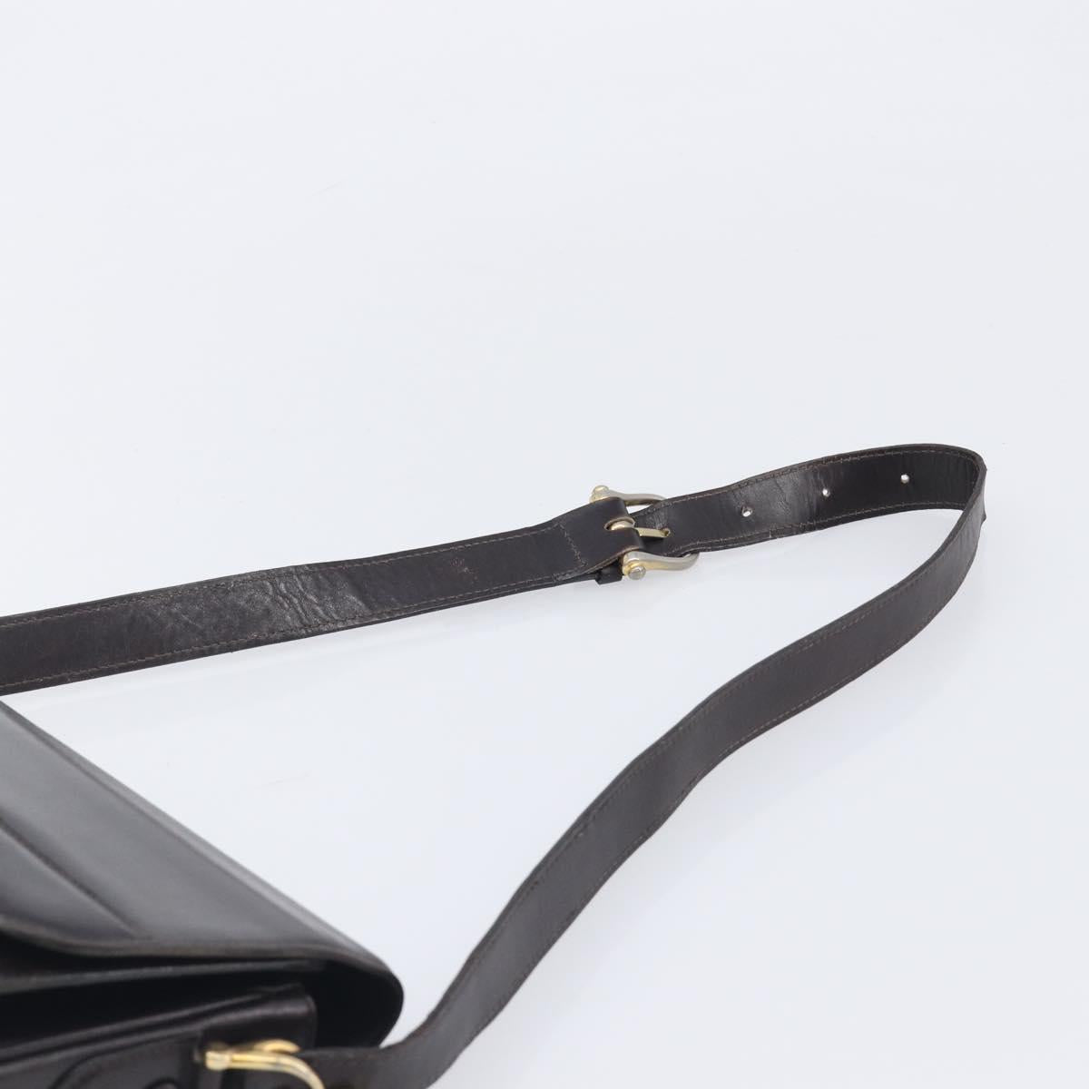 CELINE Shoulder Bag Leather Black Gold Tone Auth bs37968